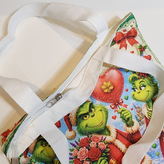 Grinch Christmas Scene - Canvas Tote Zipper Closure