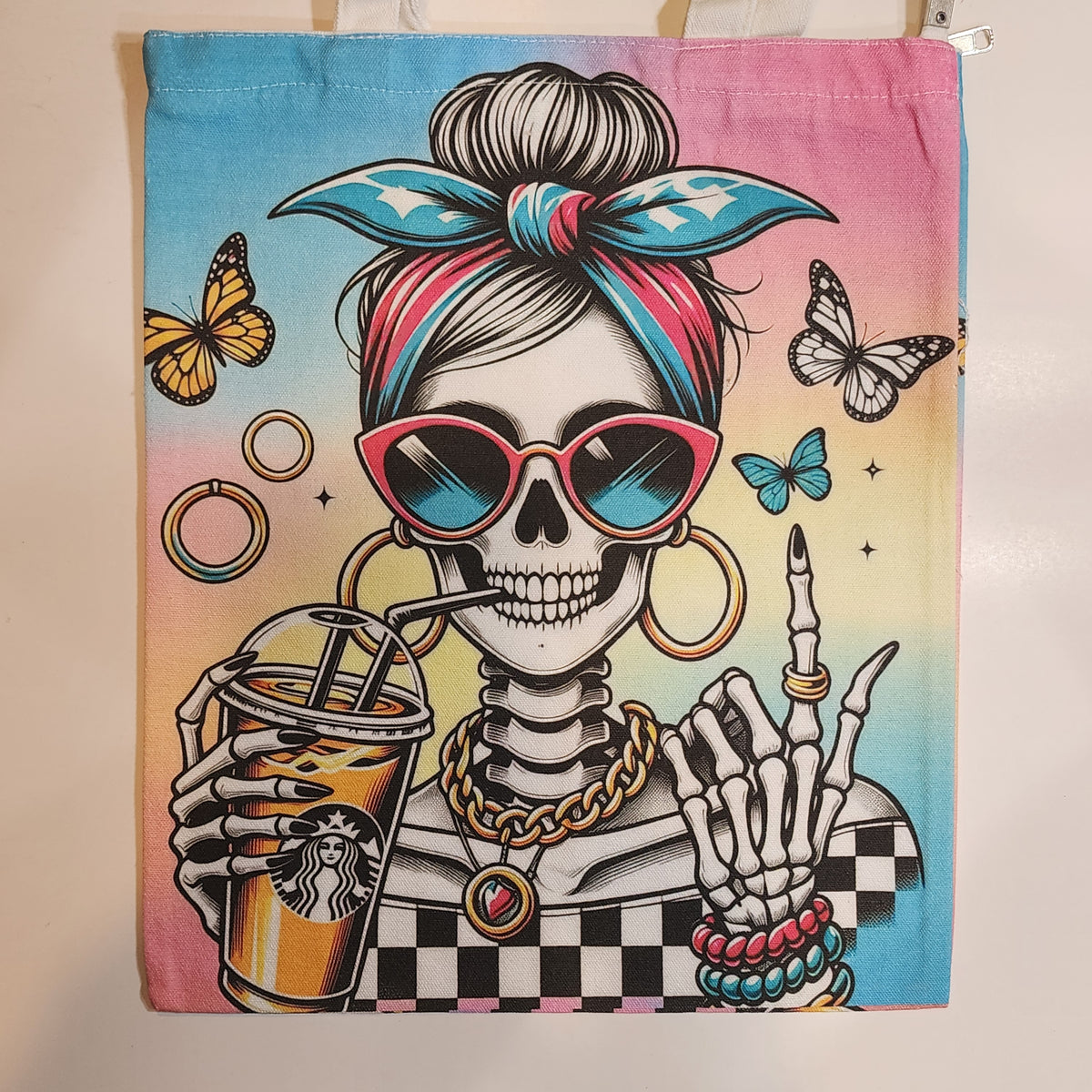 Rad Tired Bones  - Canvas Tote Zipper Closure