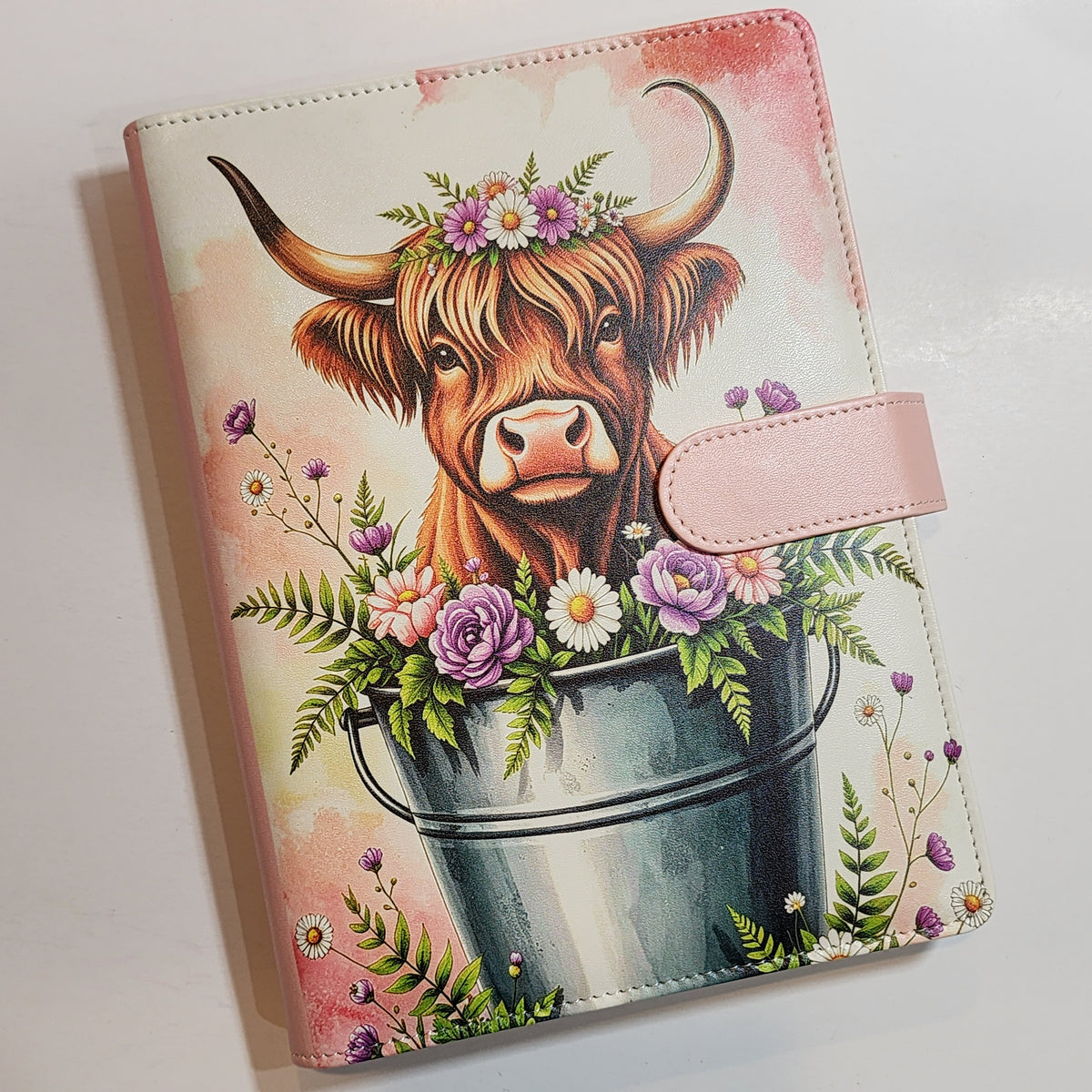 Highland Cow Floral Pail - A5 Binder