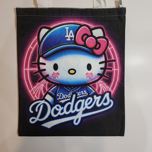 Hello Kitty Dodgers - Canvas Tote Zipper Closure