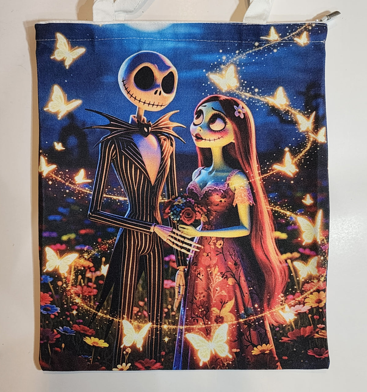 Jack & Sally Moonlight - Canvas Tote Zipper Closure