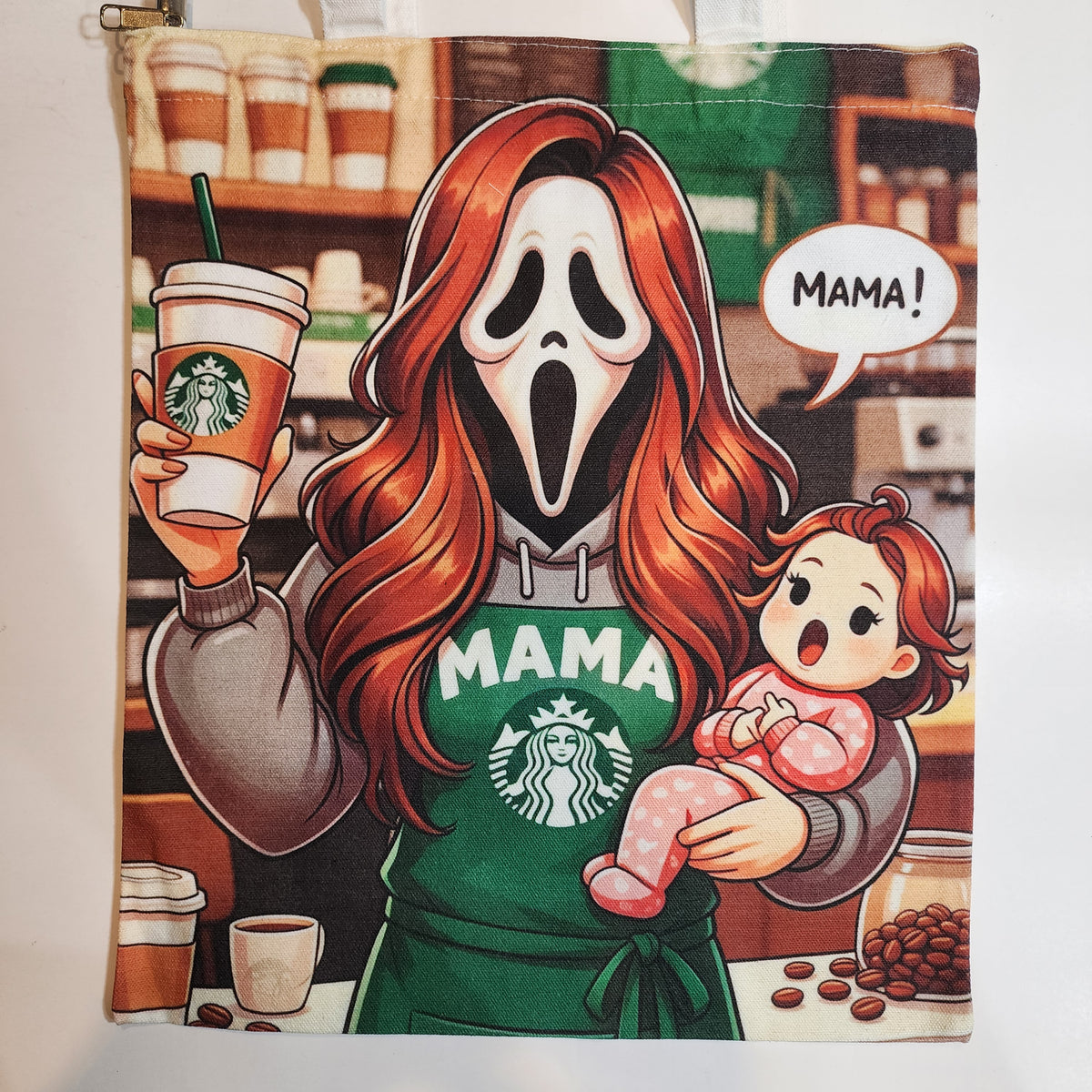 SBX + Ghost Face Mama - Canvas Tote Zipper Closure