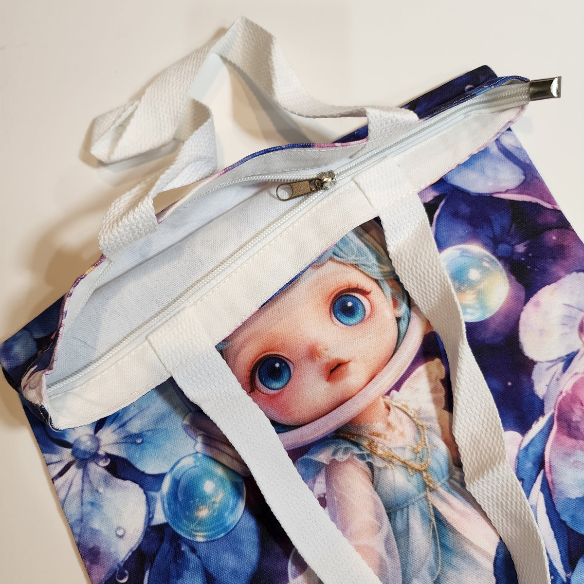 SP Pansies - Canvas Tote Zipper Closure