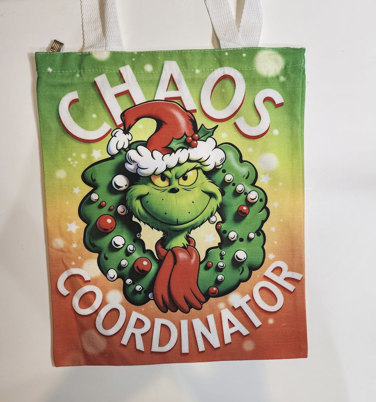 Grinch Chaos Coordinator - Canvas Tote Zipper Closure