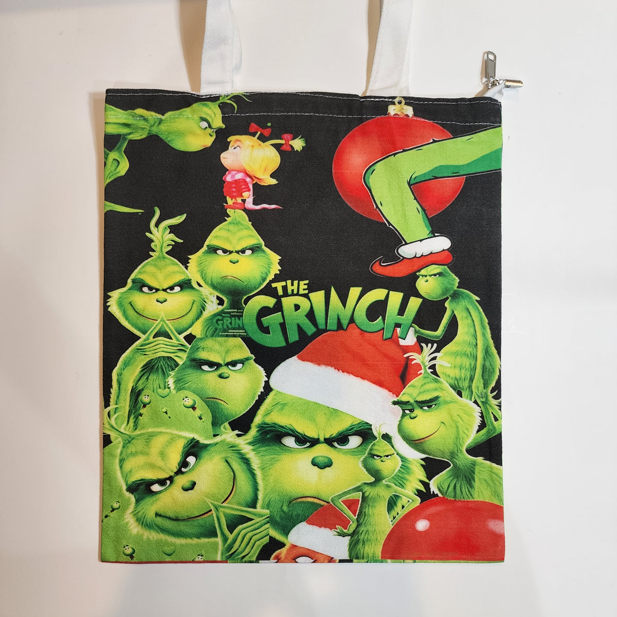 Grinch Collage - Canvas Tote Zipper Closure