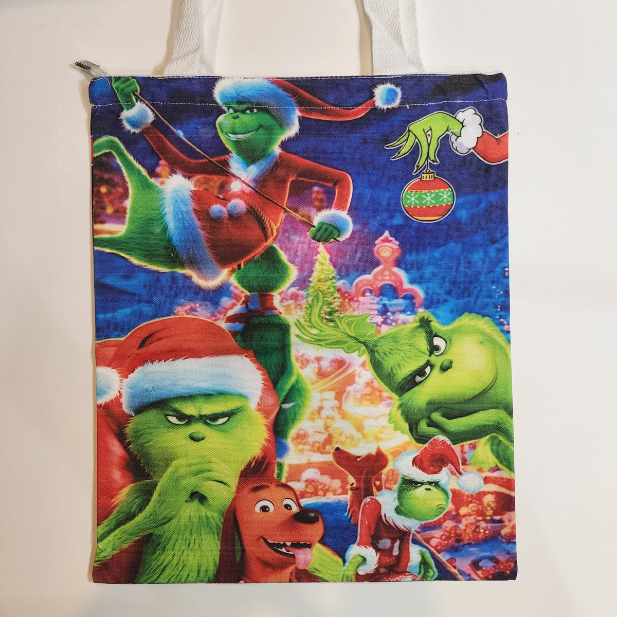 Grinch Collage 2 - Canvas Tote Zipper Closure
