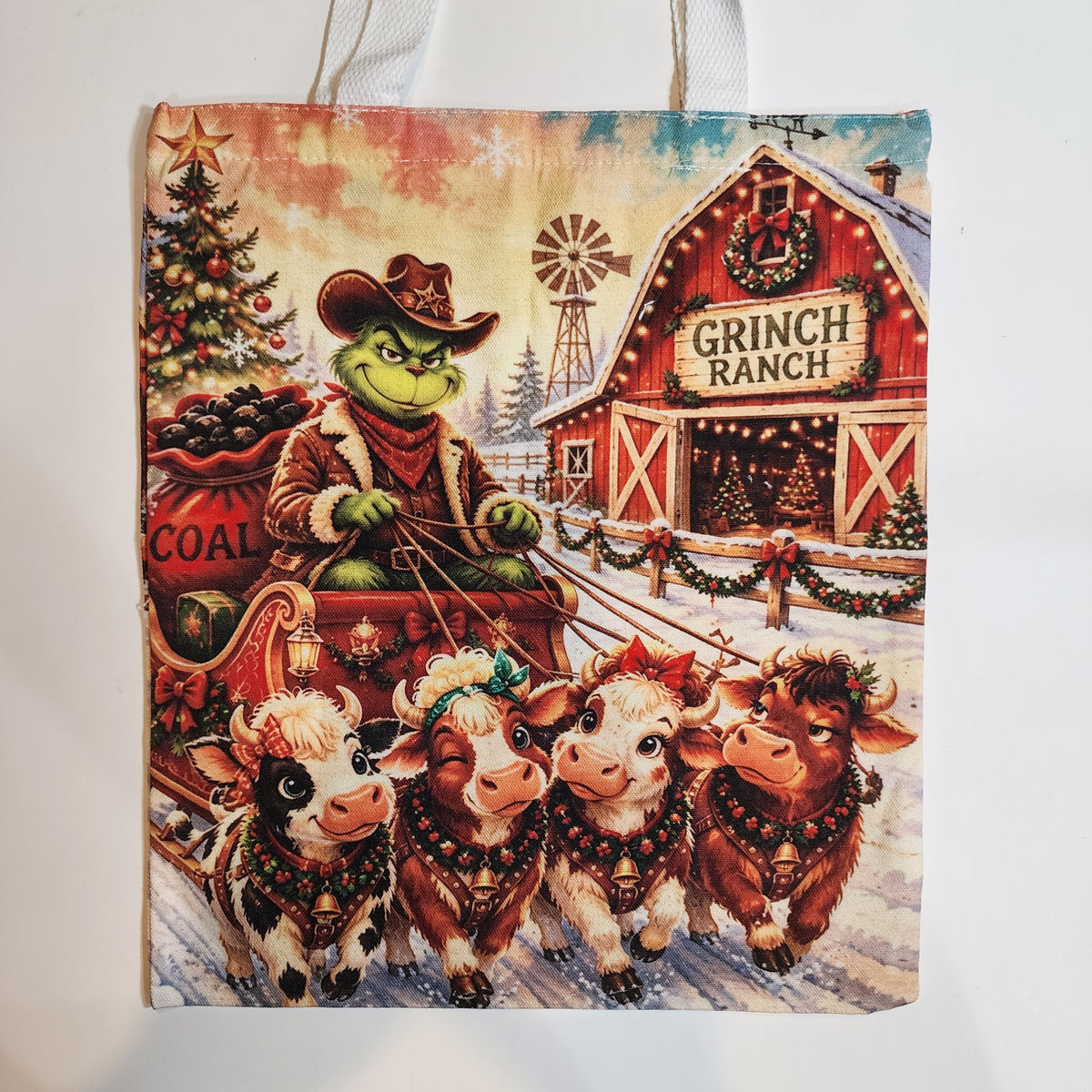 Grinch Christmas Ranch - Canvas Tote Zipper Closure