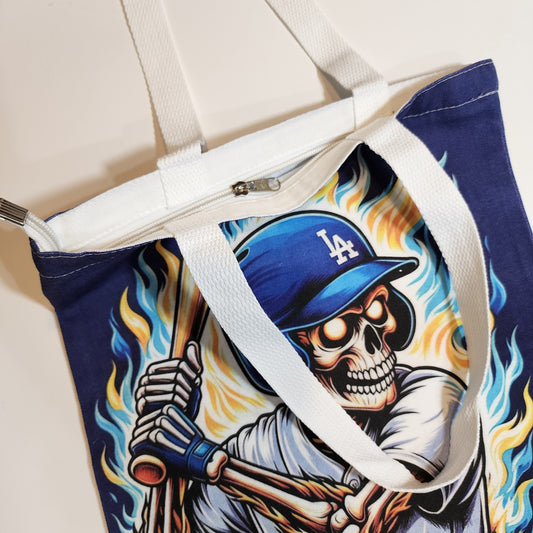 L.A. At Bat - Canvas Tote Zipper Closure