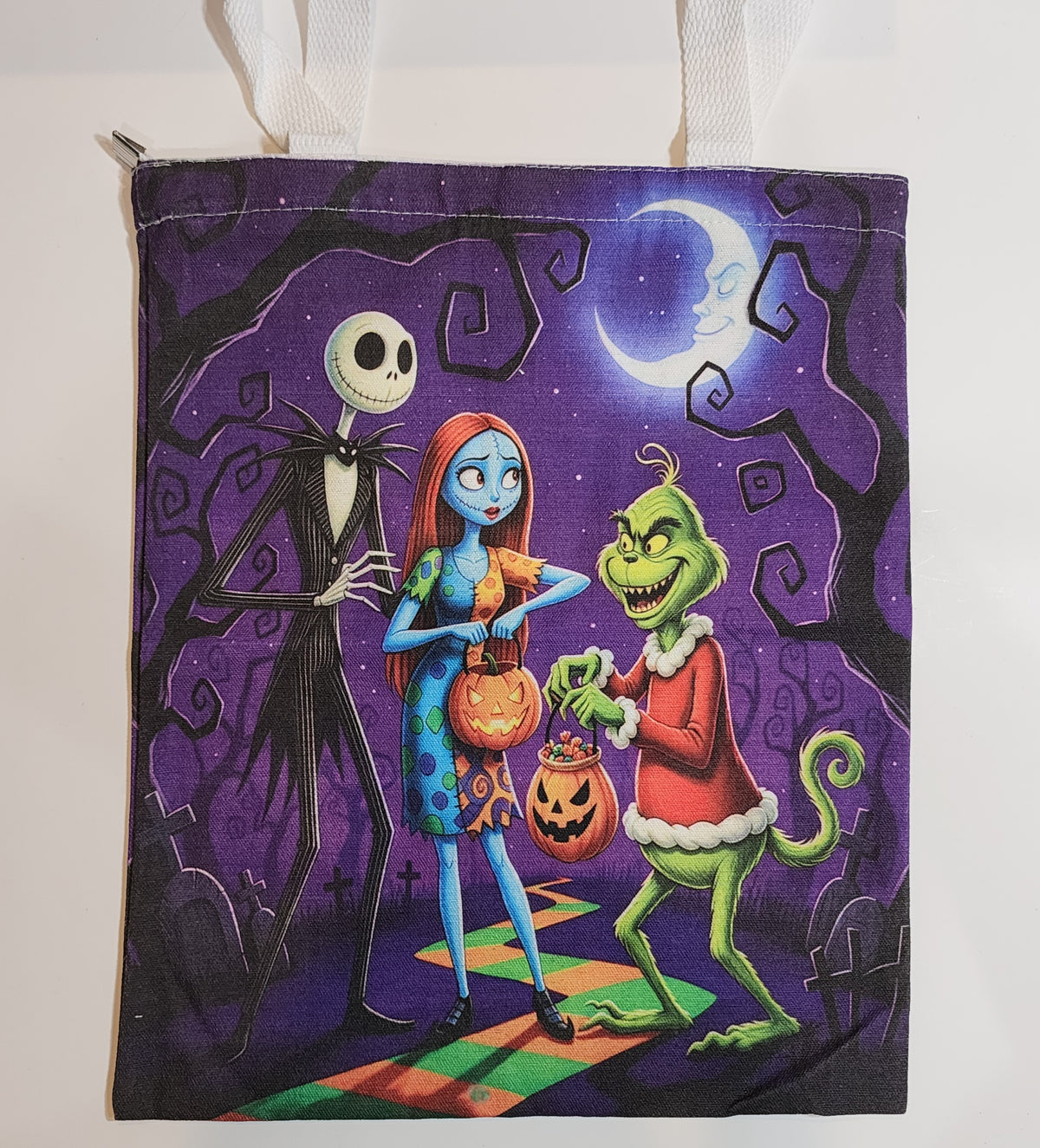 NBC + Grinch - Canvas Tote Zipper Closure