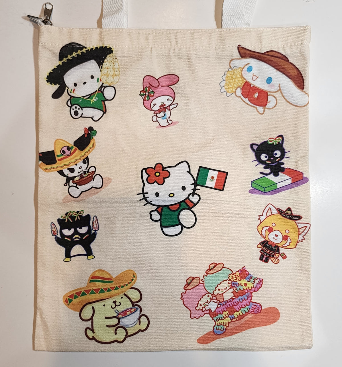 Mexican Sanrio - Canvas Tote Zipper Closure