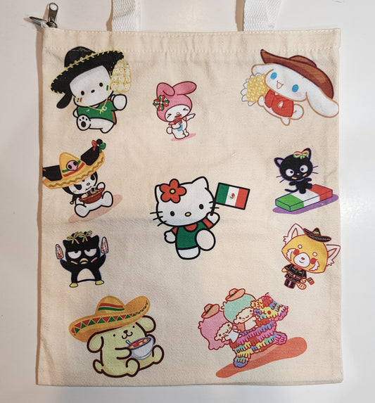 Mexican Sanrio - Canvas Tote Zipper Closure