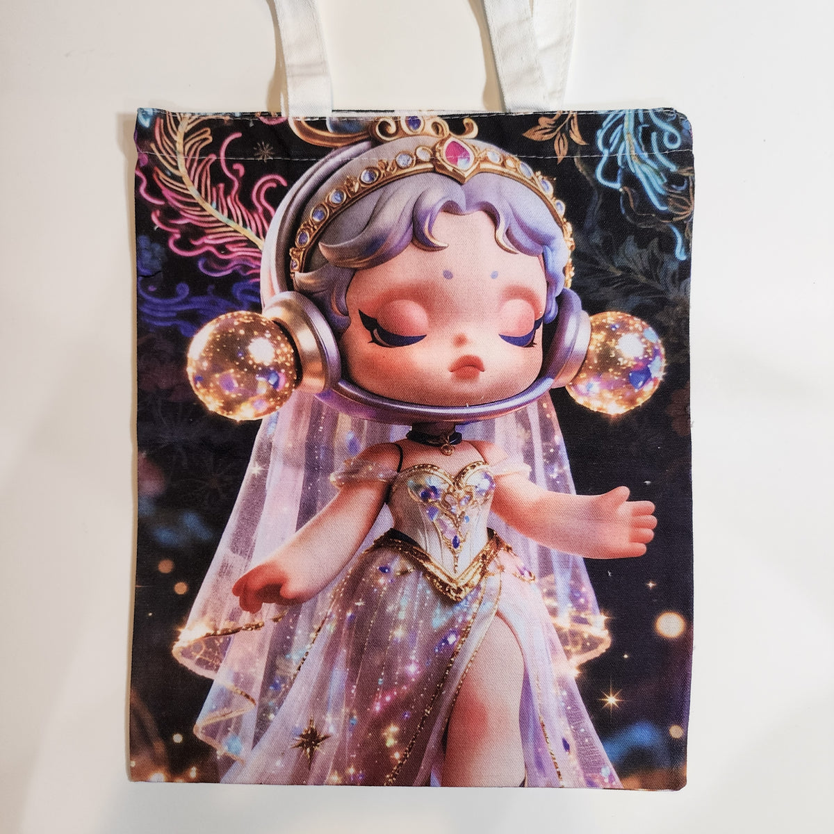Shimmering Skullpanda - Canvas Tote Zipper Closure