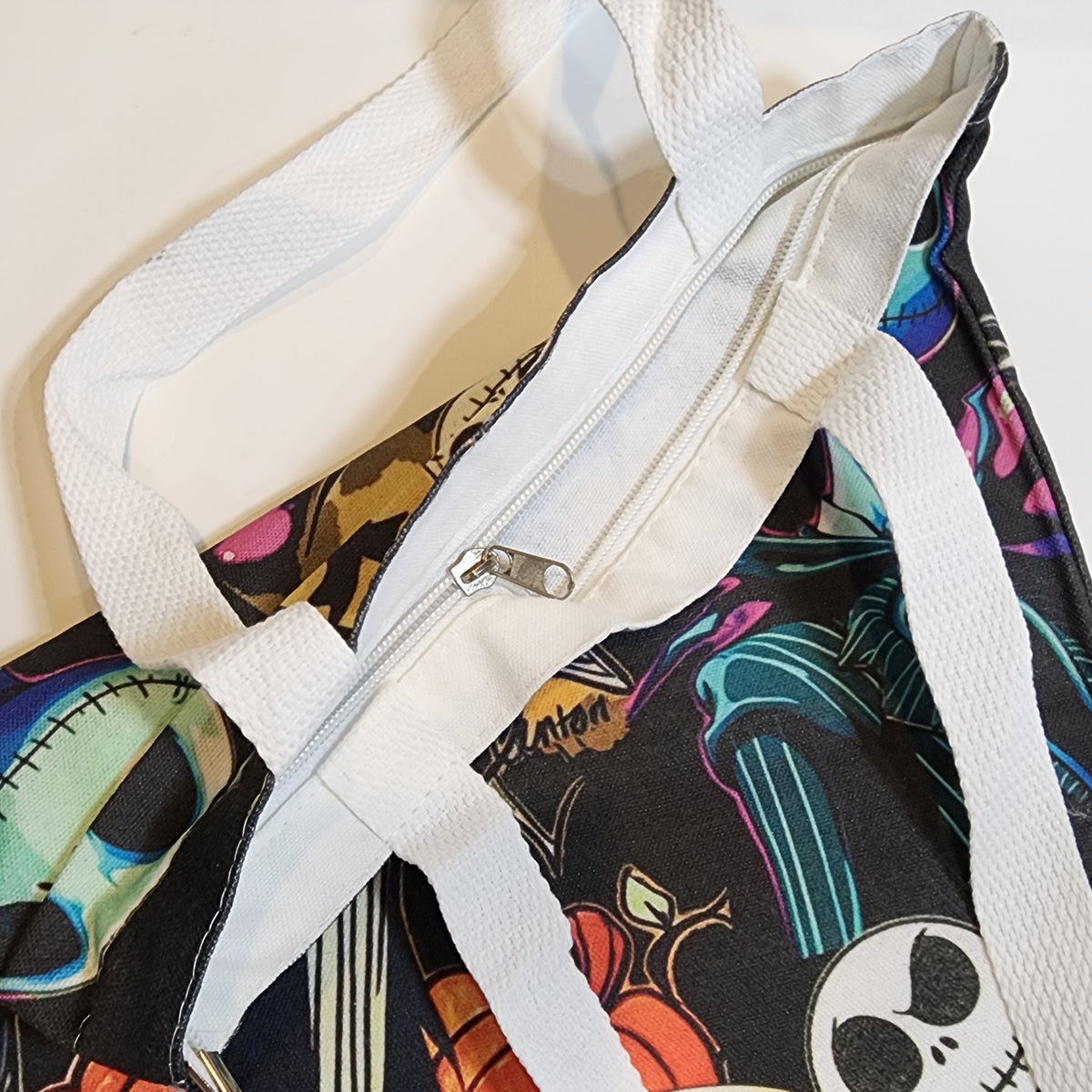 Many Faces of Jack - Canvas Tote Zipper Closure