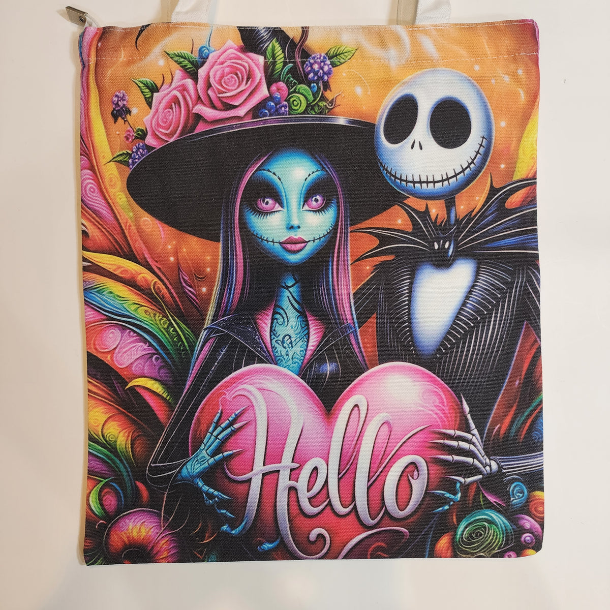 Hello Jack & Sally - Canvas Tote Zipper Closure