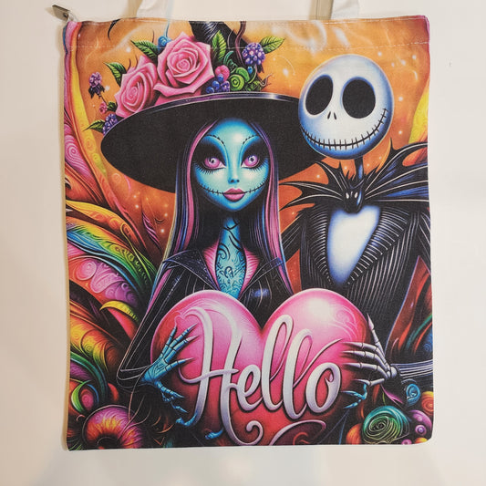 Hello Jack & Sally - Canvas Tote Zipper Closure