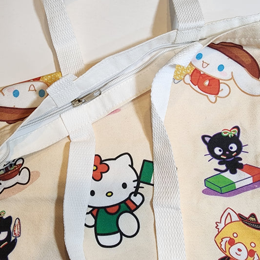 Mexican Sanrio - Canvas Tote Zipper Closure