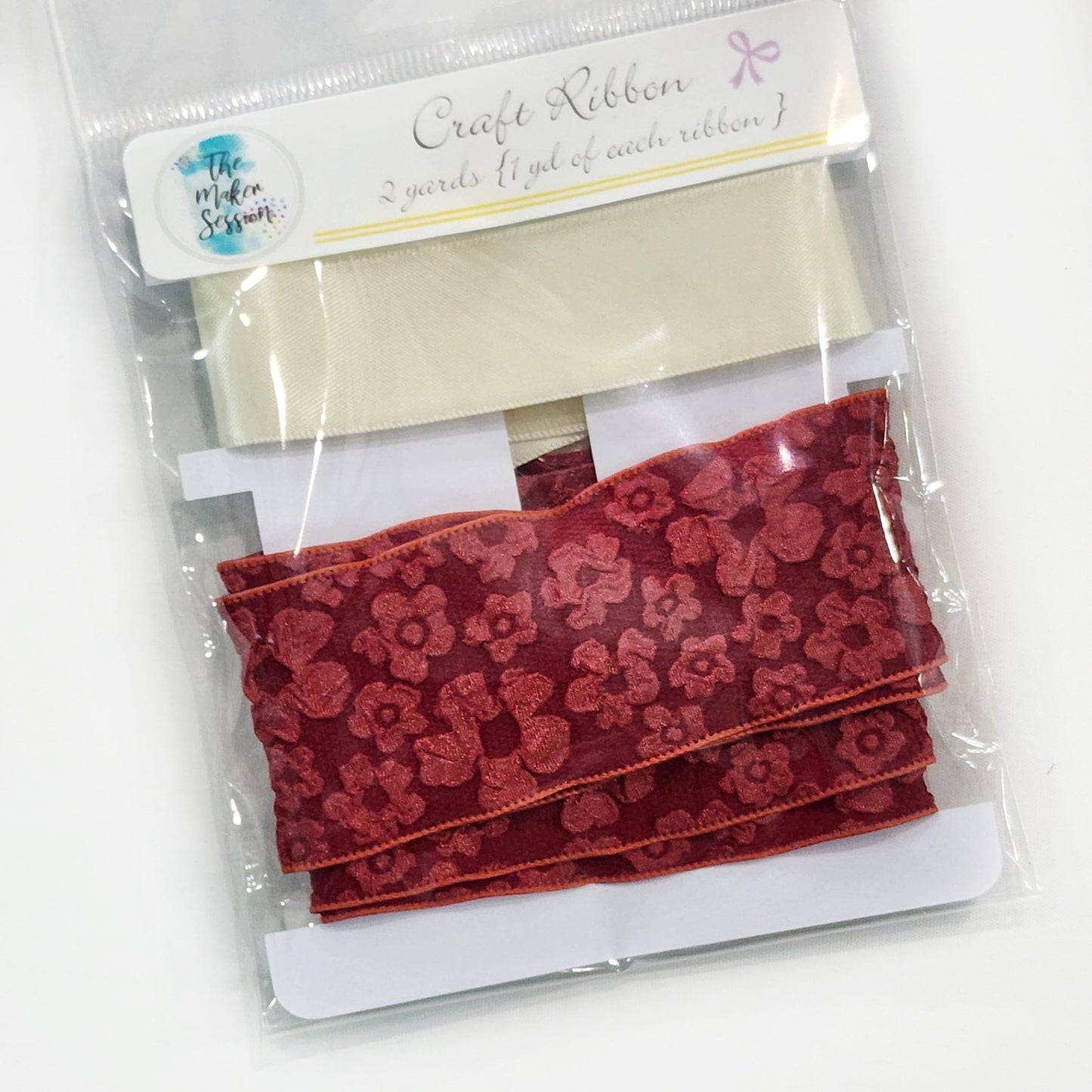 Red Lace and Cream Ribbon Pack