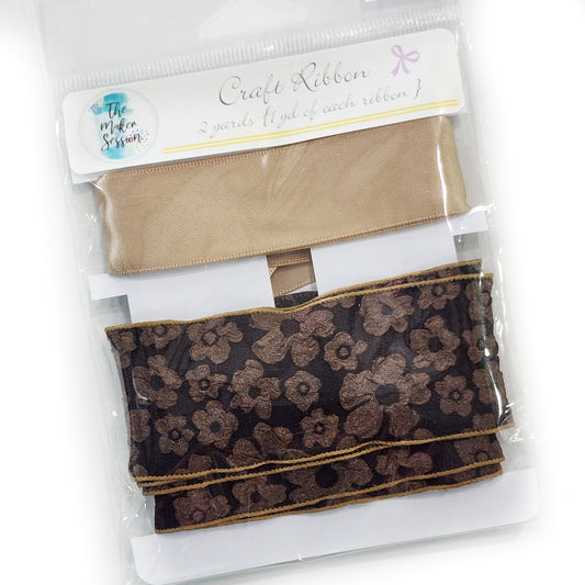 Chocolate Lace and Latte Satin Ribbon Pack