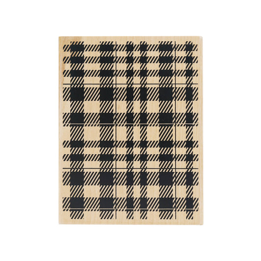 Plaid Wooden Rubber Stamp
